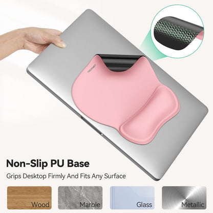 TECKNET Gel Mouse Pad with Wrist Rest, Ergonomic Office Mousepad with Wrist Support - Non-Slip & Smooth Surface Comfortable Desk Accessories Mat for Office, Gaming and Study - Pink