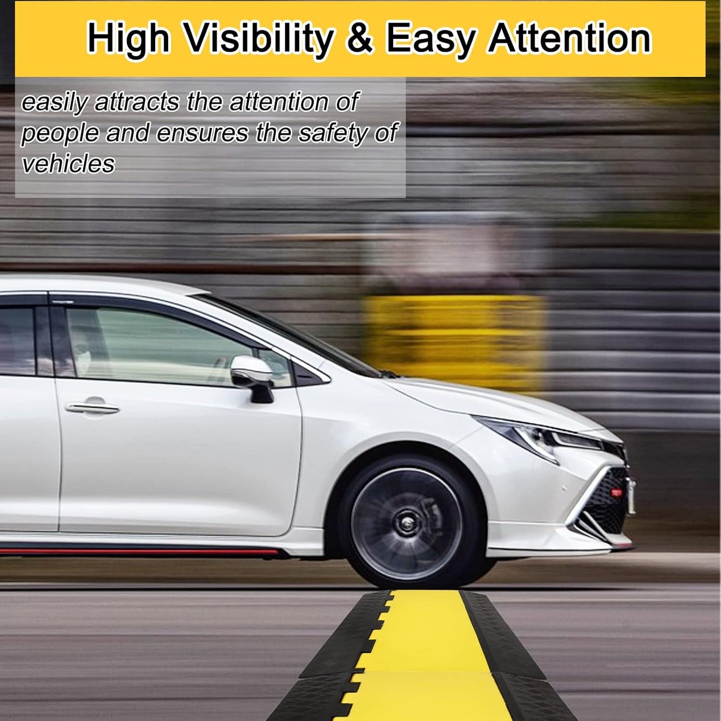 CXRCY Cable Ramp 1 Pack of 5 Channel PVC Rubber Cable Protector,18000lbs Capacity Heavy Duty Speed Bumps Hose Cord Channel Protector Ramps for Wire/Hose/Pipe Hider Driveway Outdoor