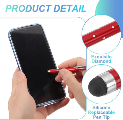 PATIKIL Stylus Pens for Touch Screens, 6 Pcs High Precision Universal Bling Stylus Crystal Metal Capacitive Pen for Touch Screen Devices Phone Tablets Laptop, Red