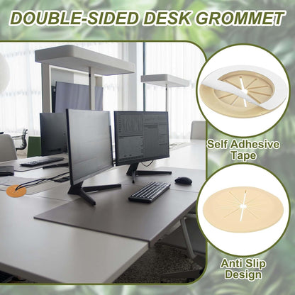 PATIKIL Desk Grommet 2-1/16", 8 Pcs Round Cable Grommet Cord Hole Cover with Adhesive Tape Flexible Table Wire Organizer for Office Home Table Countertop, Yellow