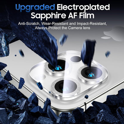 UniqueMe for 3 Pack iPhone 16 Pro/iPhone 16 Pro Max Camera Lens Protector - [Drop Protection] [Case Friendly] 9H Tempered Glass Camera Cover Screen [Update New Version] - Glitter Silver