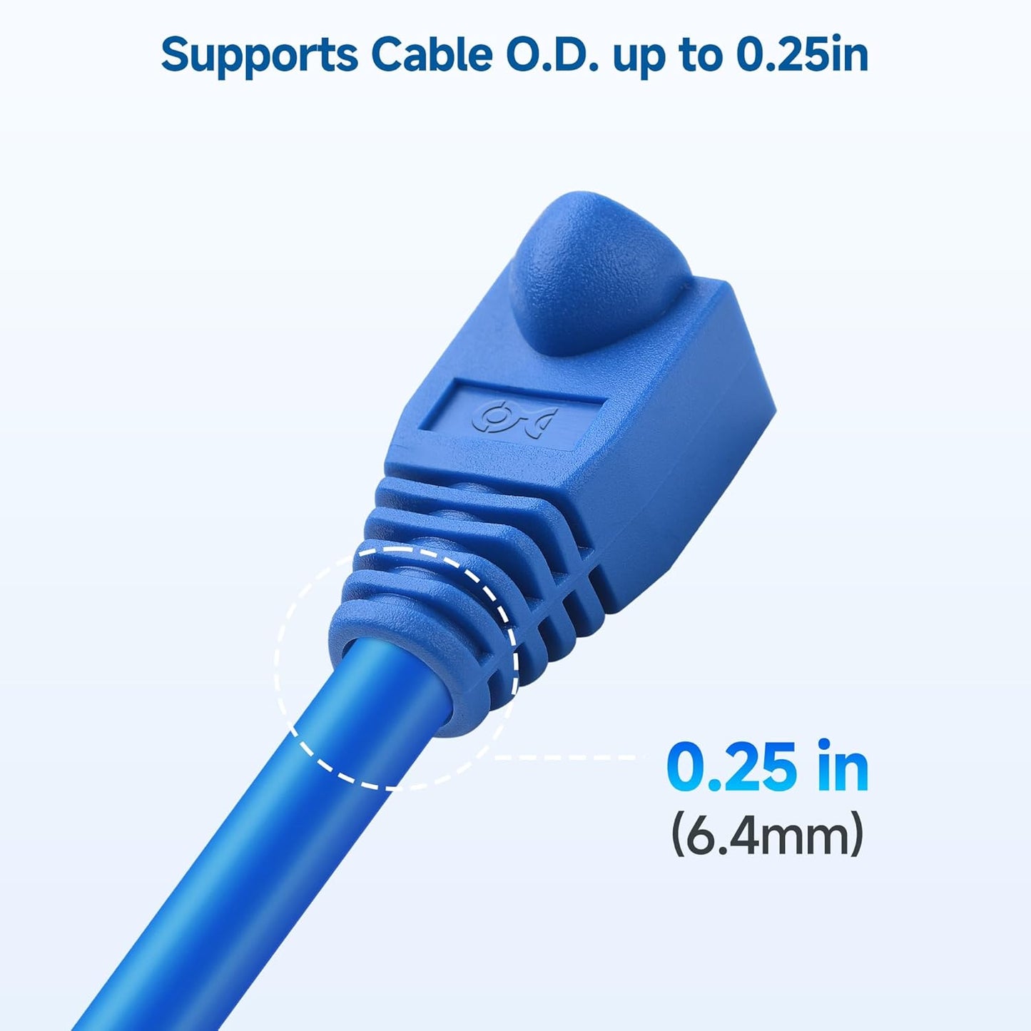 Cable Matters 100-Pack Cat6 / Cat5e RJ45 Strain Relief Boots, RJ45 Boot, Cat 6 Boot, Cat6 Ethernet Boots, Blue, Suitable for 6.5mm (0.25in) Ethernet Cables