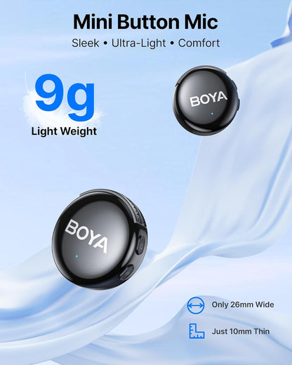 BOYA BOYALINK 3 Wireless Lavalier Microphone for iPhone/Android/Camera/PC/Tablets,AI Noise Cancellation,48kHz/24Bit Studio Sound,APP Control,984ft 30h Battery with Charging Case for Vlogging Interview