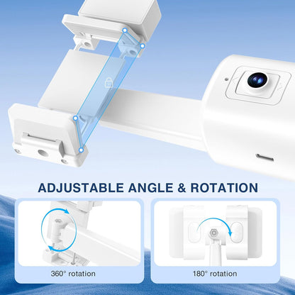 Auto Face Tracking Tripod 360° Rotating Cell Phone Photo and Video Kits Stand, No App, Camera Stand with Remote and Gesture Control, Rechargeable Smart Shooting Stand for Live Recording Tiktok (White)