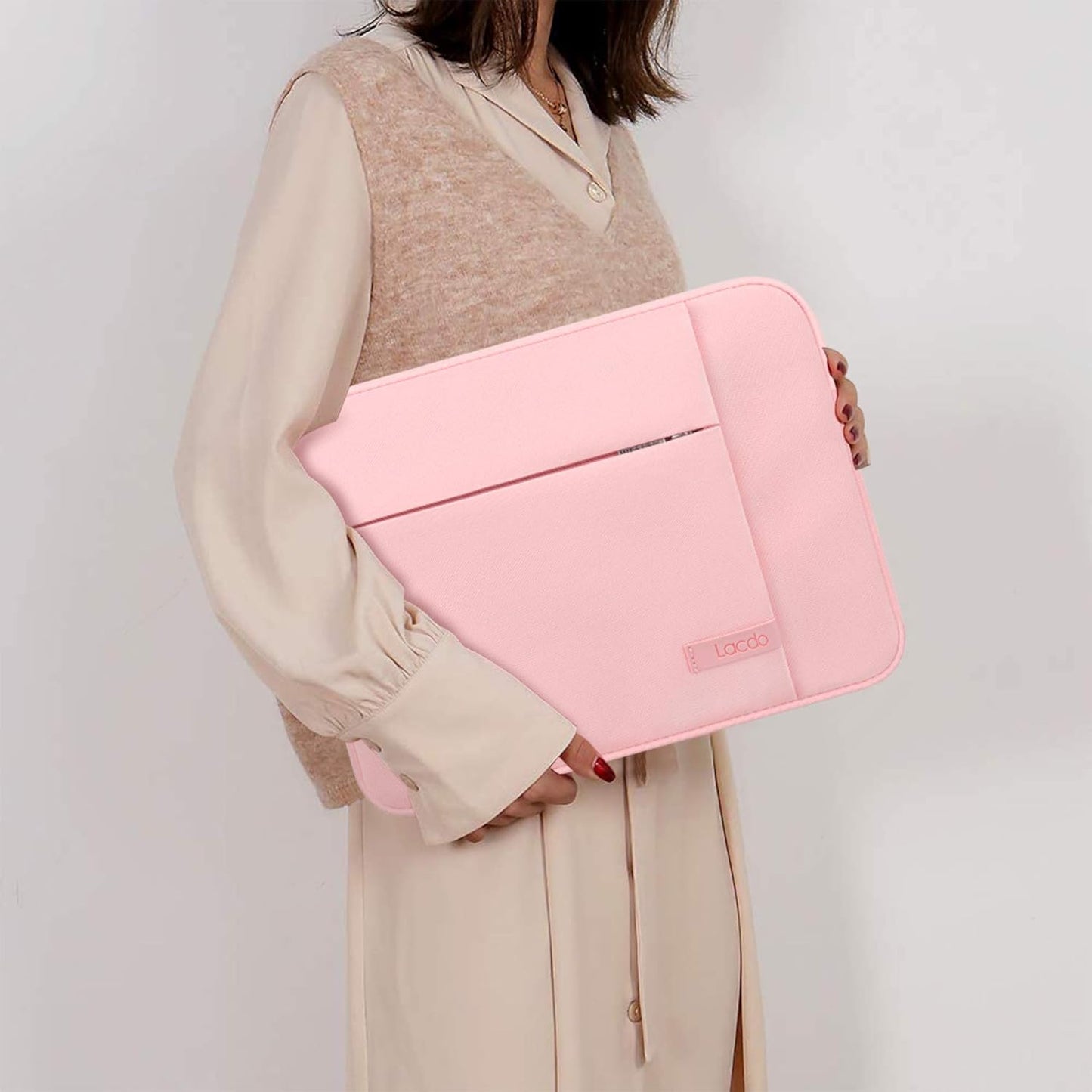Lacdo Laptop Sleeve Case for 16 inch New MacBook Pro M4/M3/M2/M1 Pro/Max A3403 A3186 A2991 A2780 A2485 A2141 2024-2019 | 15 inch Microsoft Surface Laptop 7th Copilot+PC, 6 5 4 3 Computer Bag, Pink