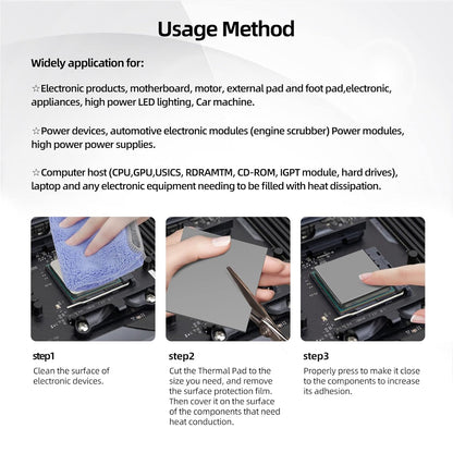 Silicone Thermal Pads 14.8 W/mK, 120x120x2.5mm - Highly Efficient Heat Resistant Non Conductive Heatsink Cooling Pads, Ideal for Laptop/SSD/CPU/IC/LED Coolers