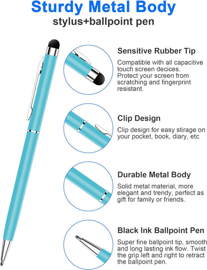 24 Pack Stylus Pens for Touch Screens innhom Stylus Pen for ipad iPhone Tablets Samsung and Black Ink Ballpoint Pens-2 in 1 Stylists Pens