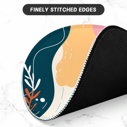 ITNRSIIET Round Mouse Pad with Stitched Edge Premium-Textured Waterproof Non-Slip Rubber Base Desktop Protection Mat Diameter 8.7 inches, Art Style Pattern