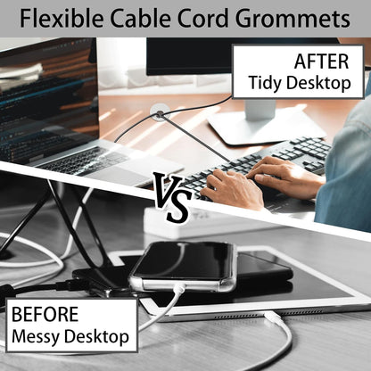 1.5 Inch(38mm) Desk Grommet,13 Pieces Cable Grommet, Desk Hole Cover for Cables with Hole Saw,Plastic Cable Cord Wire Hole Cover for Desk, Table,Cabinet,Countertop and Other Furniture(Whitek)