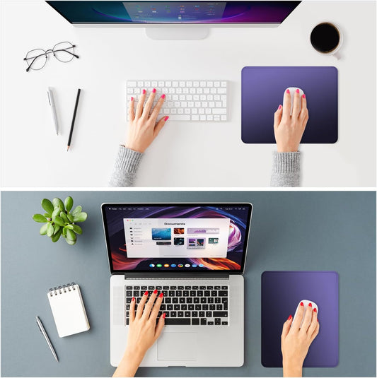 ITNRSIIET Mouse Pad Non-Slip Rubber Base Smooth Surface Stitched Edges Waterproof Durable Compatible with All Mice for Office & Gaming, Desk Accessory, 10.2x8.3x0.12 inch, Violet Gradient