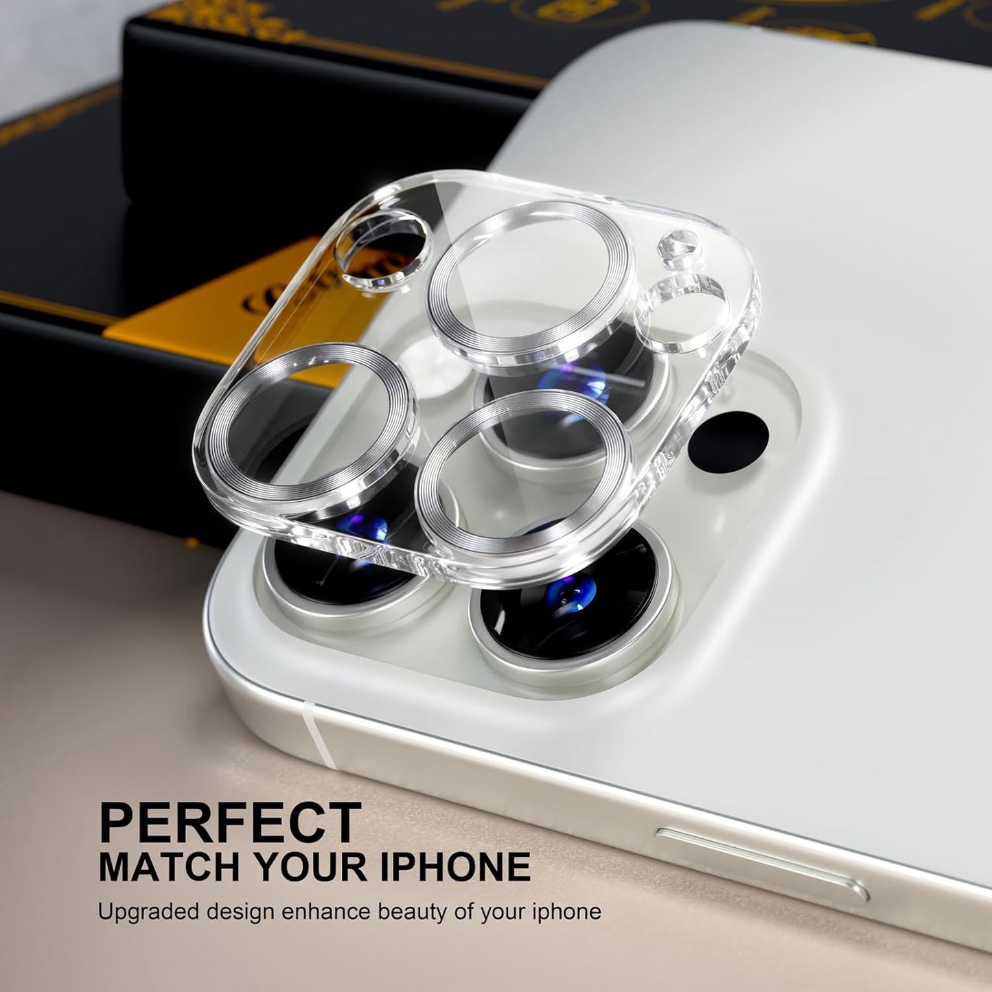 beuxece for 6 Pack iPhone 16 Pro/iPhone 16 Pro Max Camera Lens Protector [Drop Protection] [Case Friendly] [Easy Installation] 9H Tempered Glass Camera Screen Protector Cover, CD Silver