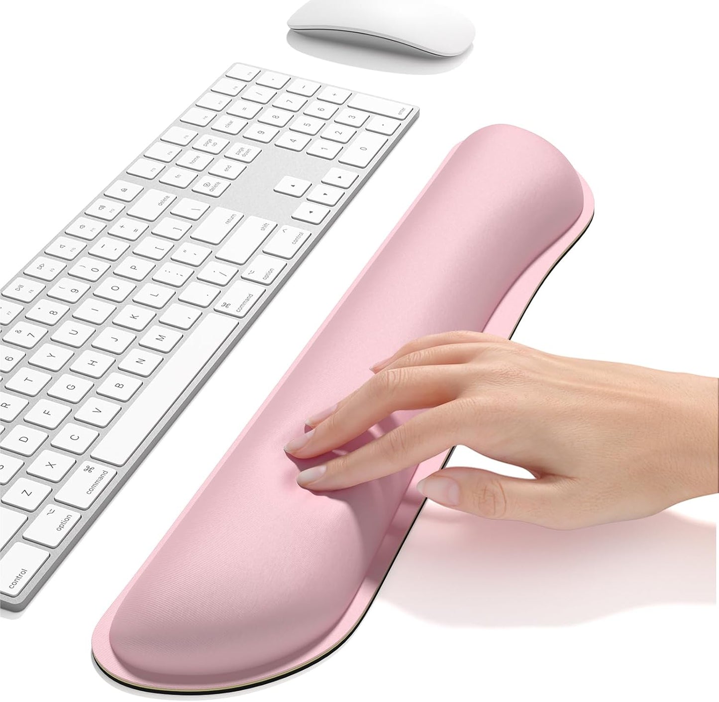 Dapesuom Enlarge Keyboard Wrist Rest, Cute Memory Foam Keyboard Wrist Cushion for Computer Desk Mats Support, Typing Pain Relief Ergonomic Mouse Pad Rests with Non-Slip Base for Gaming, Laptop, Pink