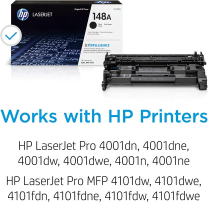 HP 148A Black Laserjet Toner Cartridge | This Cartridge Works Laserjet Pro 4001, MFP 4101 | W1480A