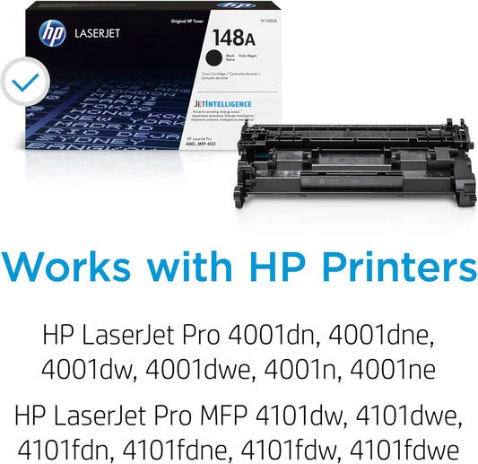 HP 148A Black Laserjet Toner Cartridge | This Cartridge Works Laserjet Pro 4001, MFP 4101 | W1480A