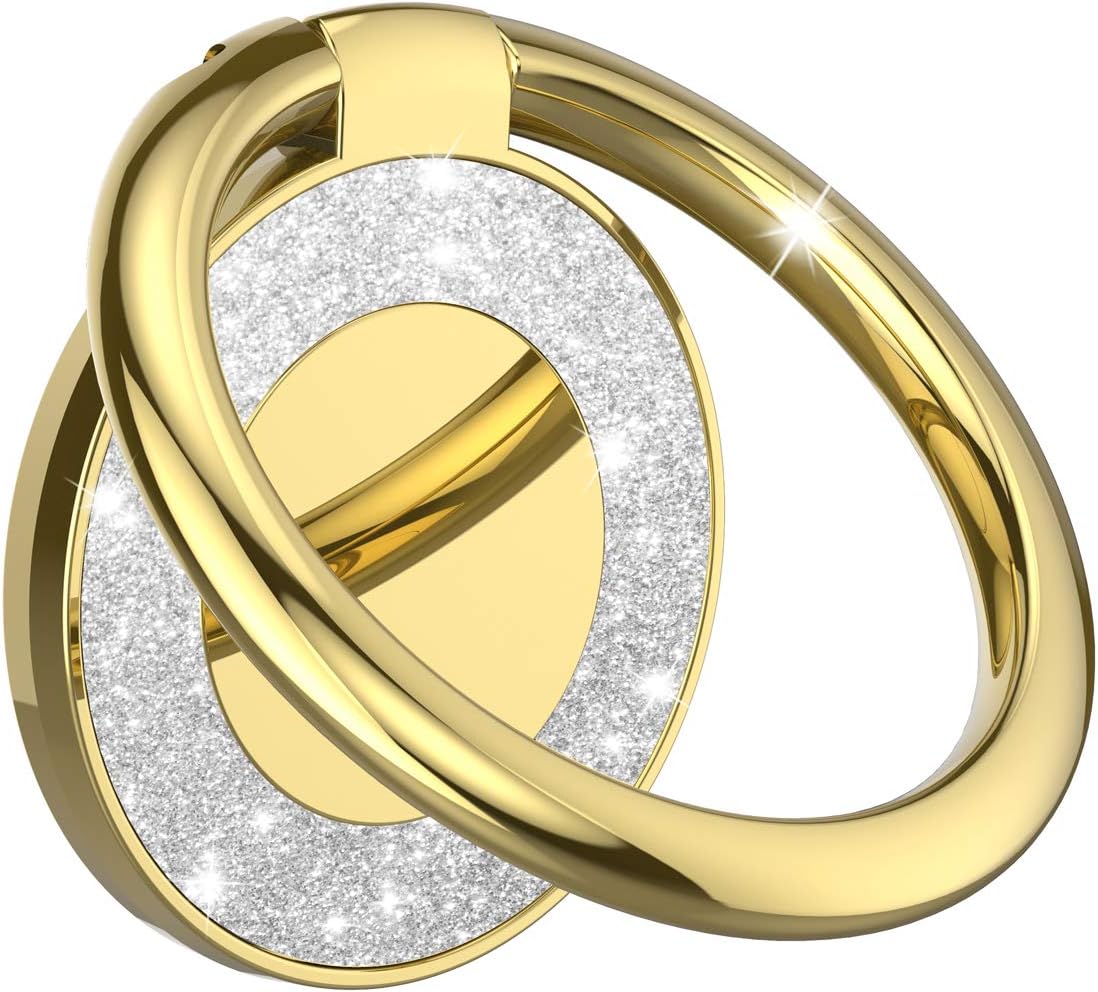 Cell Phone Ring Holder Stand, Cell Phone Grip Holder, Adhesive Phone Grip for Phones and Cases. (Glitter Gold)