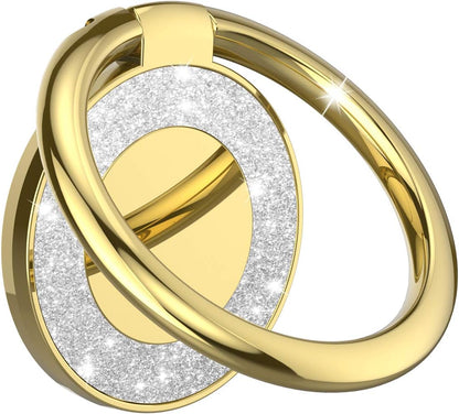 Cell Phone Ring Holder Stand, Cell Phone Grip Holder, Adhesive Phone Grip for Phones and Cases. (Glitter Gold)