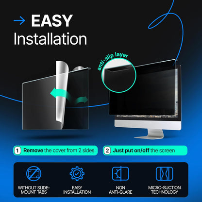 Acrylic 24 Inch Computer Privacy Screen Filter Compatible with 24 inch iMac (2021, 2022, 2023, 2024, M1, M3, M4) - 21.5" x 12.6" (547 x 320mm) - Monitor Frame Hanging Type