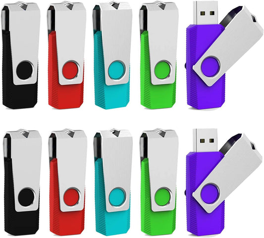 Aiibe 32GB Flash Drive 10 Pack 32GB USB 3.0 Flash Drive Thumb Drives USB Drive 32 GB Jump Drives Memory Stick (10 Pack, 5 Mixed Colors: Black Red Cyan Green Purple)