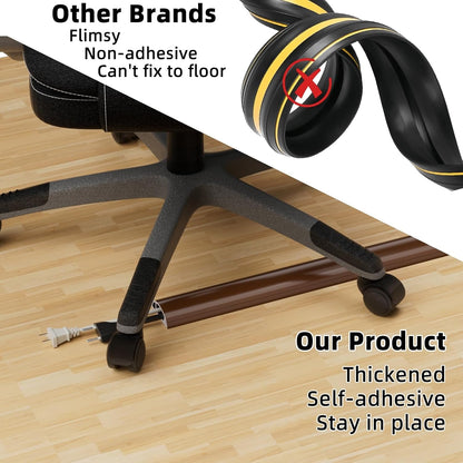 9.8ft Floor Cord Cover, Silicone Wire Hider, Hide Extension Cords, Protect Cords, Prevent Cable Trips, Heavy-Duty Adhesive-Backed Anti-Trip Cable Protector for Floor, Desk & Wall