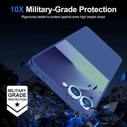 for Samsung Galaxy Z Flip 7 Camera Lens Protector, Individual Metal Ring Tempered Glass Lens Cover, [Strong Adsorption] Scratch Resistant Ultra-Thin HD Clear Lens Cover, 1 Set-Blue