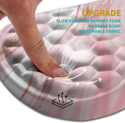 Hokafenle Ergonomic Mouse Pad Wrist Support, Wrist Rest Mousepad for Carpal Tunnel Pain Relief with Integrated Memory Foam Slope Massage Bulge (11.8x7.9 inch,Pink Fluid