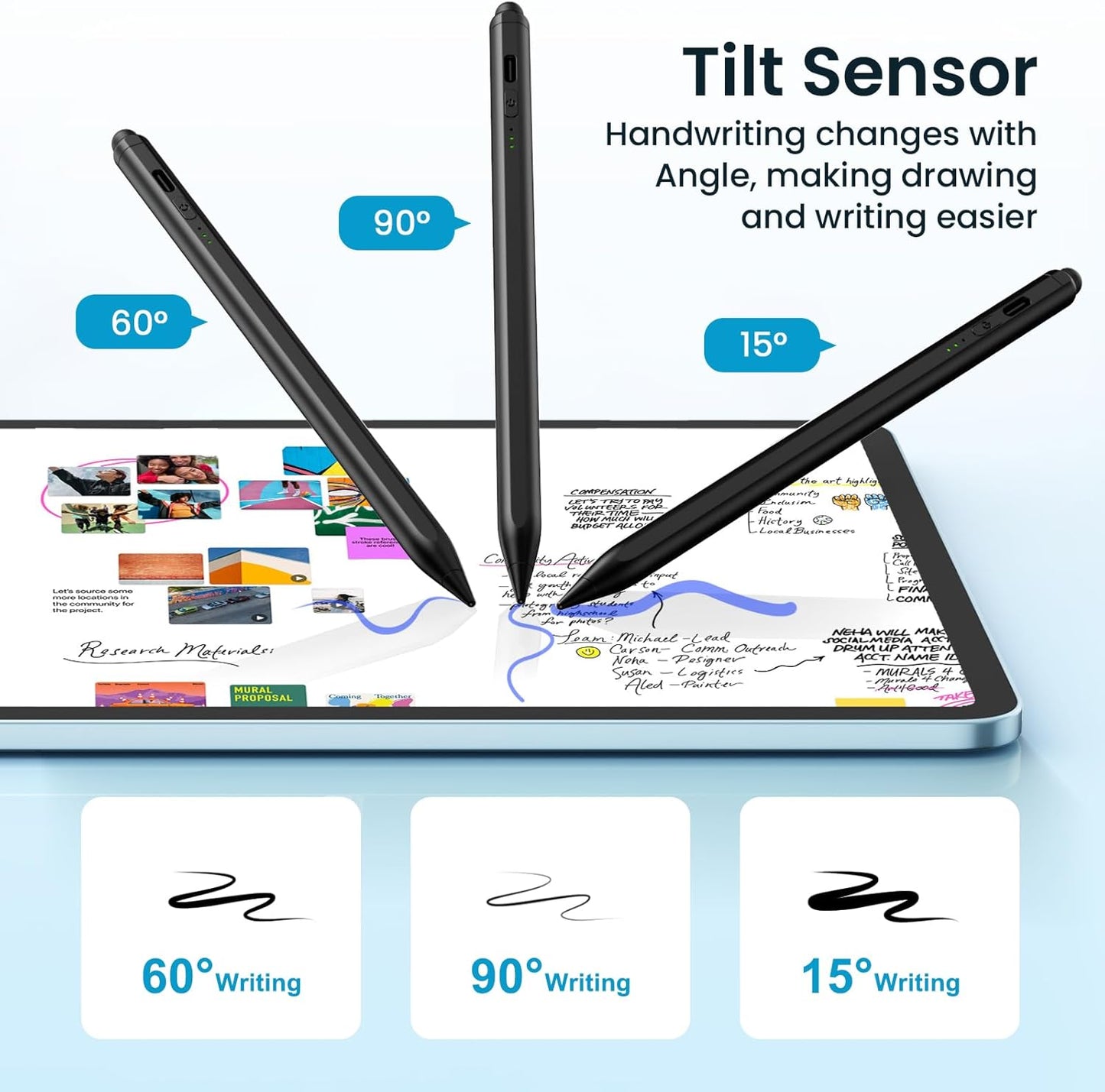Stylus Pen for iPad(2025-2018),13 mins Fast Charge Pencil with Tilt Sensitivity and Palm Rejection for iPad A16/10/9/8/7/6,Air 13"/11"/M3/M2/5/4/3,Pro 11"/13"/12.9"/M4/M2/M1,Mini 7/6/5,Black