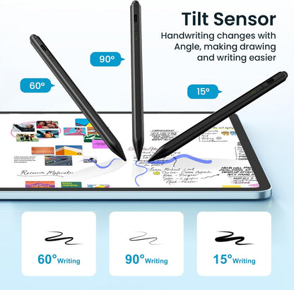 Stylus Pen for iPad(2025-2018),13 mins Fast Charge Pencil with Tilt Sensitivity and Palm Rejection for iPad A16/10/9/8/7/6,Air 13"/11"/M3/M2/5/4/3,Pro 11"/13"/12.9"/M4/M2/M1,Mini 7/6/5,Black