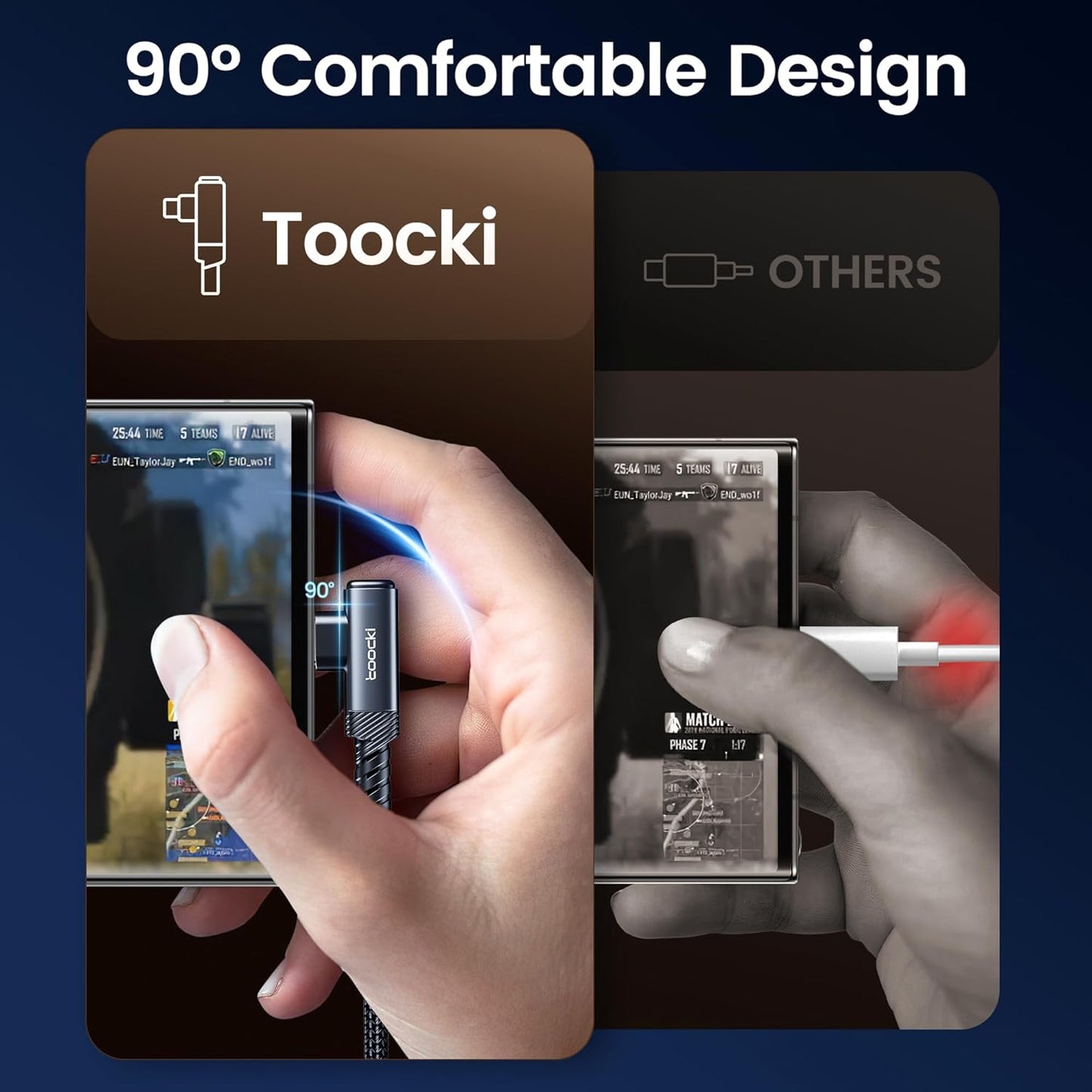 USB to USB C Cable [6.6ft, 2Pack ] USB A to Type C Right Angle Charger Cord 90 Degree Braided Fast Charging for iPhone 16/15/15 Plus/15 Pro/15 Pro Max/Samsung Galaxy S10 S10+, A15 A25, LG V30, Switch