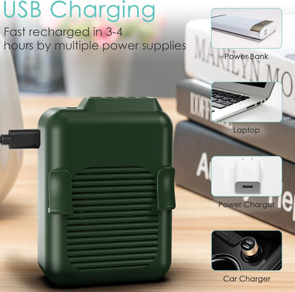 COMLIFE Portable Mini Waist Fan, 6000mAh Battery Powered Hands-free Wearable Fan With Max 23H Working Time, 3 Speeds, 5100RPM Strong Airflow for Jobsite, Farm, Fishing, Gardening And More (Green)