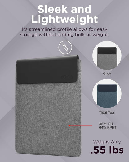 Lenovo Slim Laptop Sleeve 14 Inch Notebook/Tablet - Compatible with MacBook Air/Pro - Eco-Friendly Lightweight Case with Accessory Pocket & Magnetic Closure - Grey