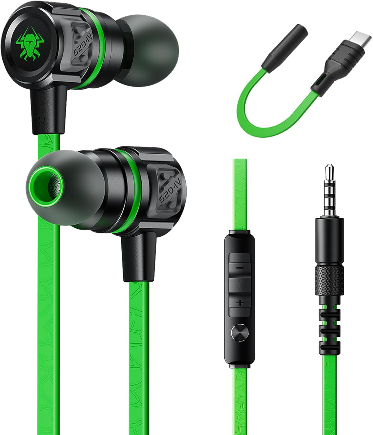 Gaming Earbuds Wired, USB C & 3.5mm Dual Plug in Ear Headphones with Mic and Volume Control for Small Ears, Stereo Bass Noise Isolating Earphones for PC/PS4/PS5/Xbox Series/Switch/Sleep/Sport/Workout