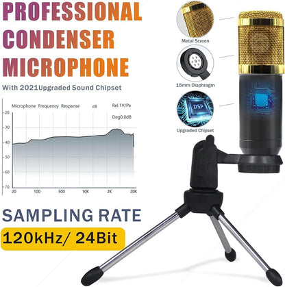Podcast Equipment Bundle, SINWE Condenser Microphone with Tripod Stand and Professional Audio Mixer for Studio Recording Vocals, Voice Overs, Streaming Broadcast and YouTube Videos