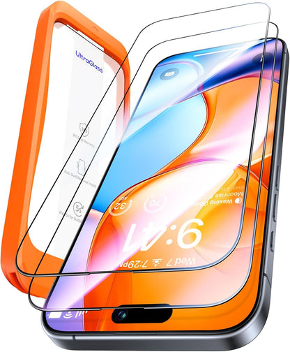 UltraGlass Unbreak Top 9H+ Glass for iPhone 14 Pro Max Screen Protector [12FT Military Grade Shatterproof & Longest Durable] Screen Protector 14 Pro Max Tempered Glass, Anti-fingerprint, 2 Packs