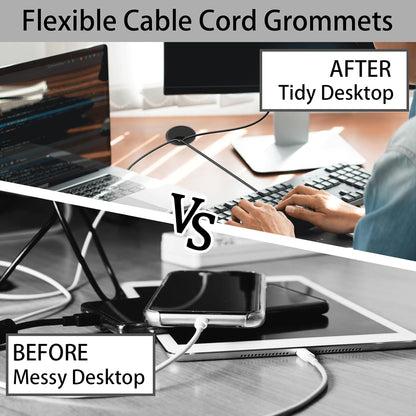 2 Inch(50mm) Desk Grommet,13 Pieces Wire Grommet, Desk Hole Cover for Cables with Hole Saw,Plastic Cable Cord Wire Hole Cover for Desk, Table,Cabinet,Countertop and Other Furniture(Black)