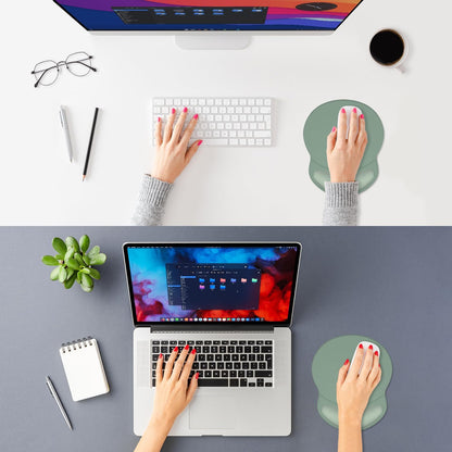 ITNRSIIET Ergonomic Mouse Pad with Comfort Gel Wrist Rest, Non-Slip PU Base, Smooth Textured Surface, Reduces Hand Fatigue & Wrist Pain, 8.7 x 7.2 Inch for Office Gaming Home, Sage Mint Gradient