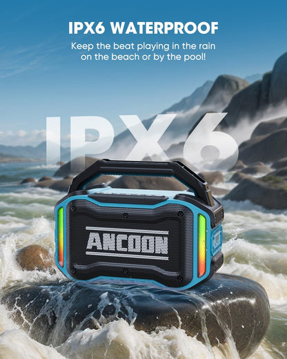 Speakers Bluetooth Wireless: 80W(Peak) Loud Speaker with Bass, 20H Playtime, IPX6 Waterproof, Large Jobsite Speakers for Work, Outdoor, Workshop, Garage, Portable Speaker with TWS (Sky Blue)