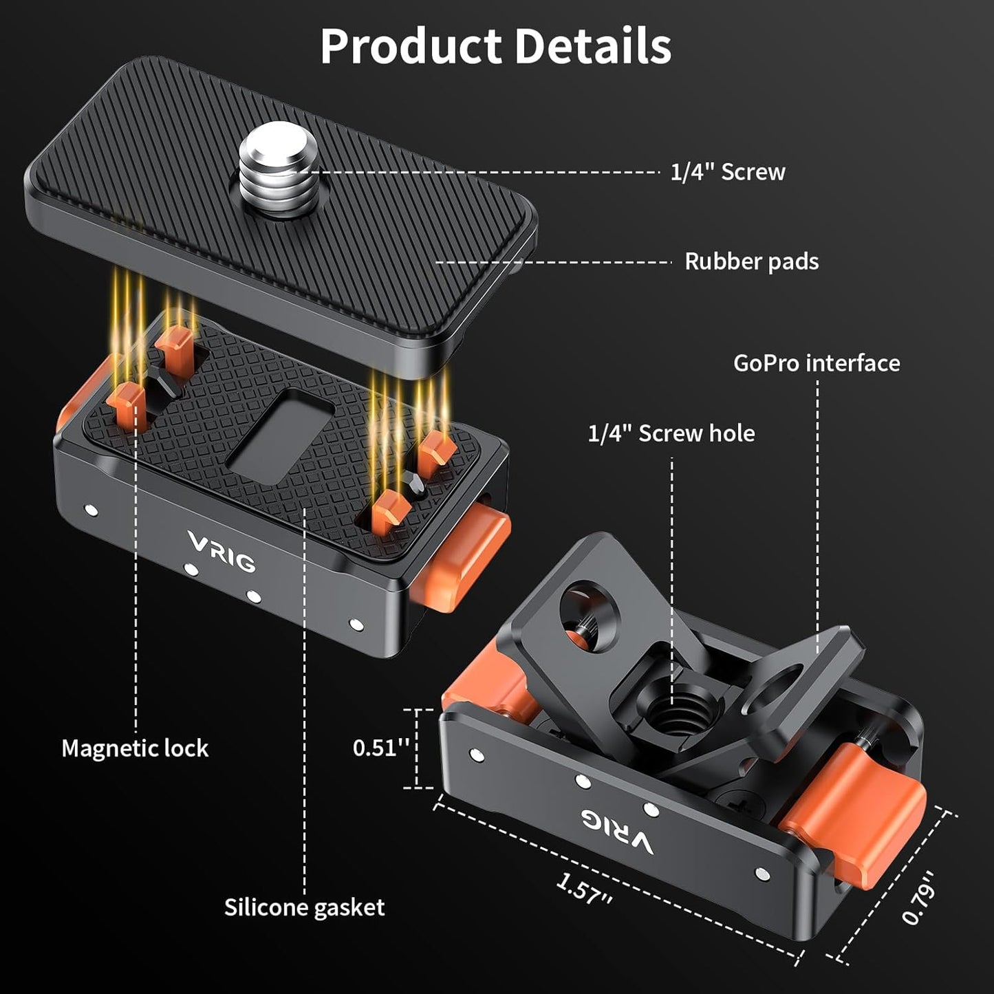 VRIG Magnetic Base for Insta360 Ace/Ace Pro Magnetic Quick Release Adapter Tripod Adapter Mount with Ace Pro/Ace/ X3/ X4/ X5/ ONE RS 1 inch 360 Degree Version/ONE RS Twin/ONE X2
