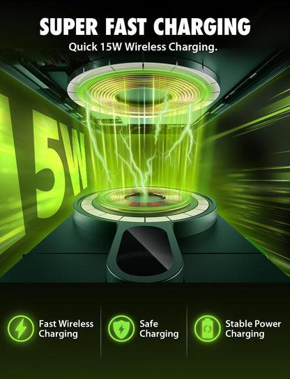 Bracketron MagAlign Extend 15W Magsafe Car Mount Charger, Magnetic Car Phone Holder Charger Wireless Car Charger for iPhone 16 Pro Max 15 14 13 12,Vent/Windshield/Dash Phone Mount Holder Fast Charger