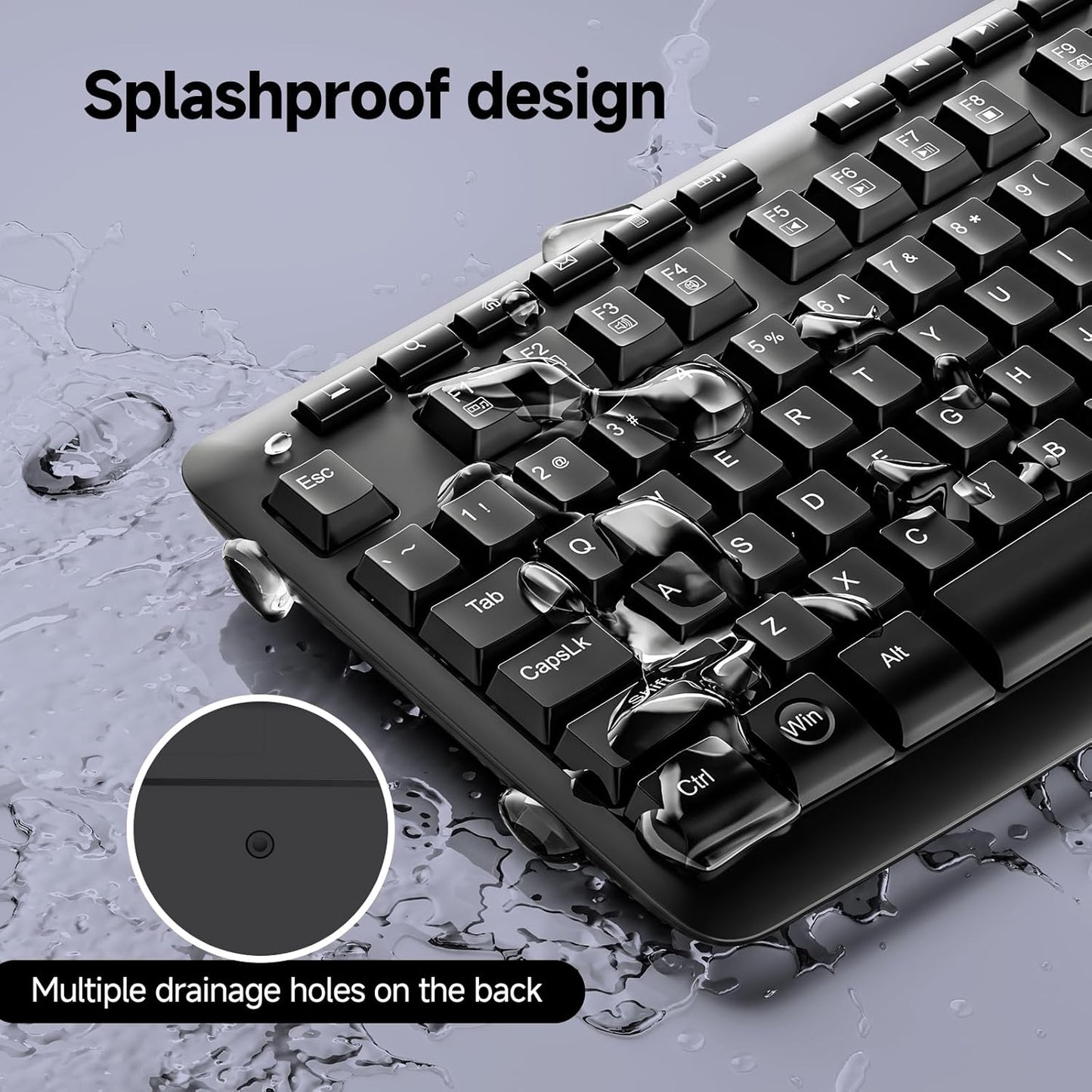 Redragon BK-7367 2.4G Wireless Keyboard, Membrane Computer Keyboard with 10 Individual Multimedia Keys, Spill Resistant Adjustable Kickstand AA Battery
