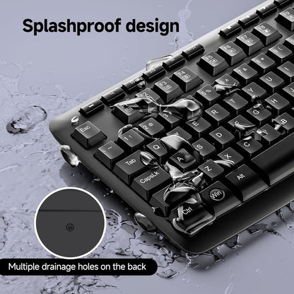 Redragon BK-7367 2.4G Wireless Keyboard, Membrane Computer Keyboard with 10 Individual Multimedia Keys, Spill Resistant Adjustable Kickstand AA Battery