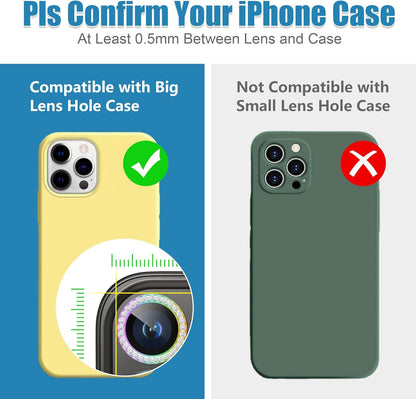 AGVEE 3+3 6 Pack for iPhone 15 Pro 6.1" / 15 Pro Max 6.7" Camera Lens Protector, Bling Diamond & Bling Glitter Metal Ring 9H Tempered HD Glass Camera Protector Cover Film, Bling-Colorful