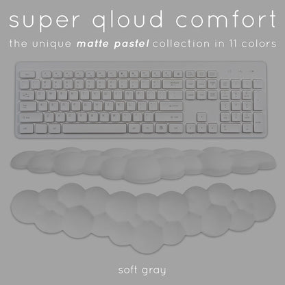 Qloud Cloud Wrist Rest Keyboard Wrist Rest for Computer Keyboard Pad, Cloud Keyboard Wrist Rest, Wrist Pad for Keyboard, Memory Foam, Non Slip Base, Comes with Mouse Pad - Soft Gray