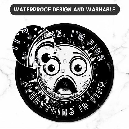 ITNRSIIET Round Mouse Pad with Stitched Edge Premium-Textured Waterproof Non-Slip Rubber Base Desktop Protection Mat Diameter 8.7 inches, Surprised