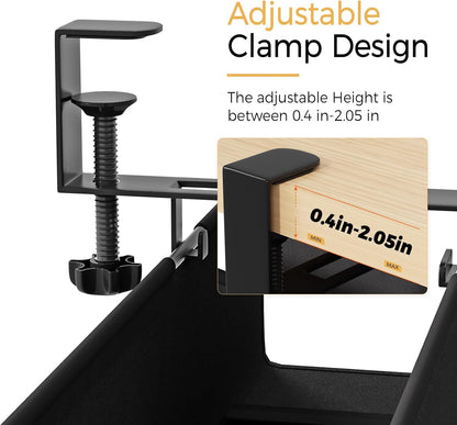 Under Desk Cable Management Tray 27.2" - No Drill Computer Wire Organizer Cable Tray, Cord Hider Clamp Mount with 16X Cable Ties PC Cables Management Cord Holder for Office/Home (Upgrade Fabric,Black)