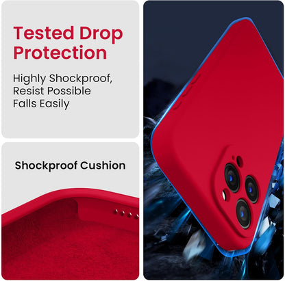FireNova Designed for iPhone 15 Pro Case, Silicone Upgraded [Camera Protection] Phone Case with [2 Screen Protectors], Soft Anti-Scratch Microfiber Lining Inside, 6.1 inch, Deep Red