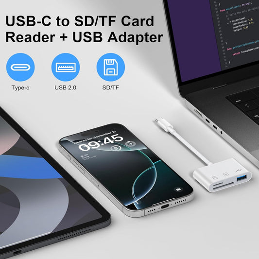 USB C SD Card Reader for iPhone 16 15 Pro Max/Plus,Samsung Galaxy S25 S24FE S23,Google Pixel 9 Pro 8, High Speed Type C to USB Micro SD Memory Card Adapter for Digital Camera iPad MacBook Pro/Air/Mini