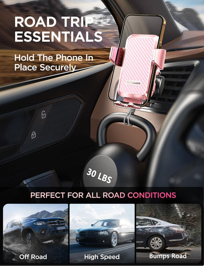 Wireless Car Charger, JOYMASS 15W Fast Charging Auto Clamping Car Charger Cell Phone Holder Mount Vent for iPhone 15 14 13 12 Mini Pro Max, Samsung Galaxy S24 Ultra S23 S22 S21+ Note 20, etc - Pink