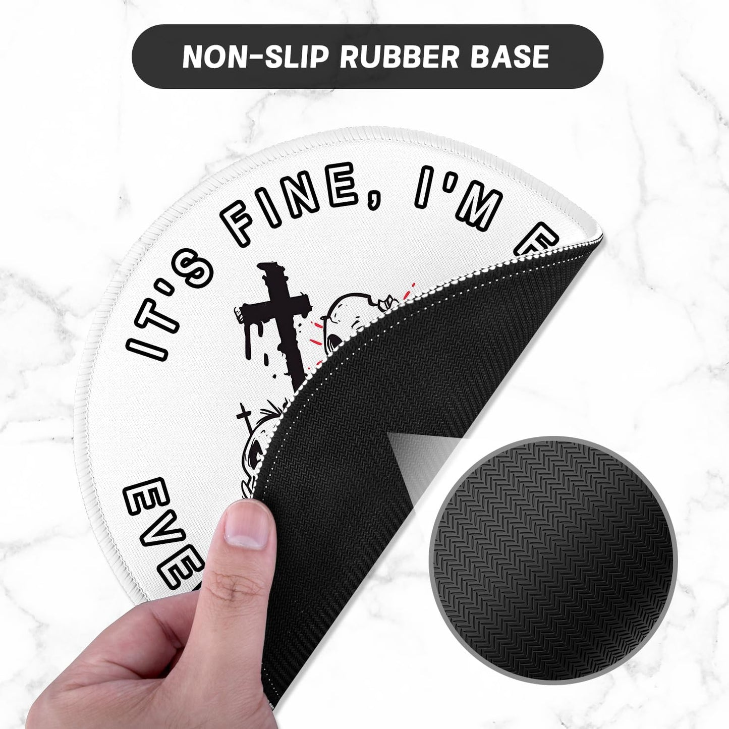 ITNRSIIET Round Mouse Pad with Stitched Edge Premium-Textured Waterproof Non-Slip Rubber Base Desktop Protection Mat Diameter 8.7 inches, Lonely