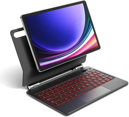 Magentic Keyboard Case for Samsung Galaxy Tab S10 FE/S9 FE 5G 10.9", Tab S9/S8/S7 11", Backlit Wireless Bluetooth Magic Keyboard Case Cover Stand Multi-Touch Trackpad LED Power Display-Black