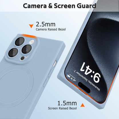 Designed for iPhone 15 Pro Case Compatible with Magsafe Cover Camera Lens Protector Military Grade Protection Shockproof Soft TPU Slim Magnetic Phone Case for iPhone 15 Pro Blue